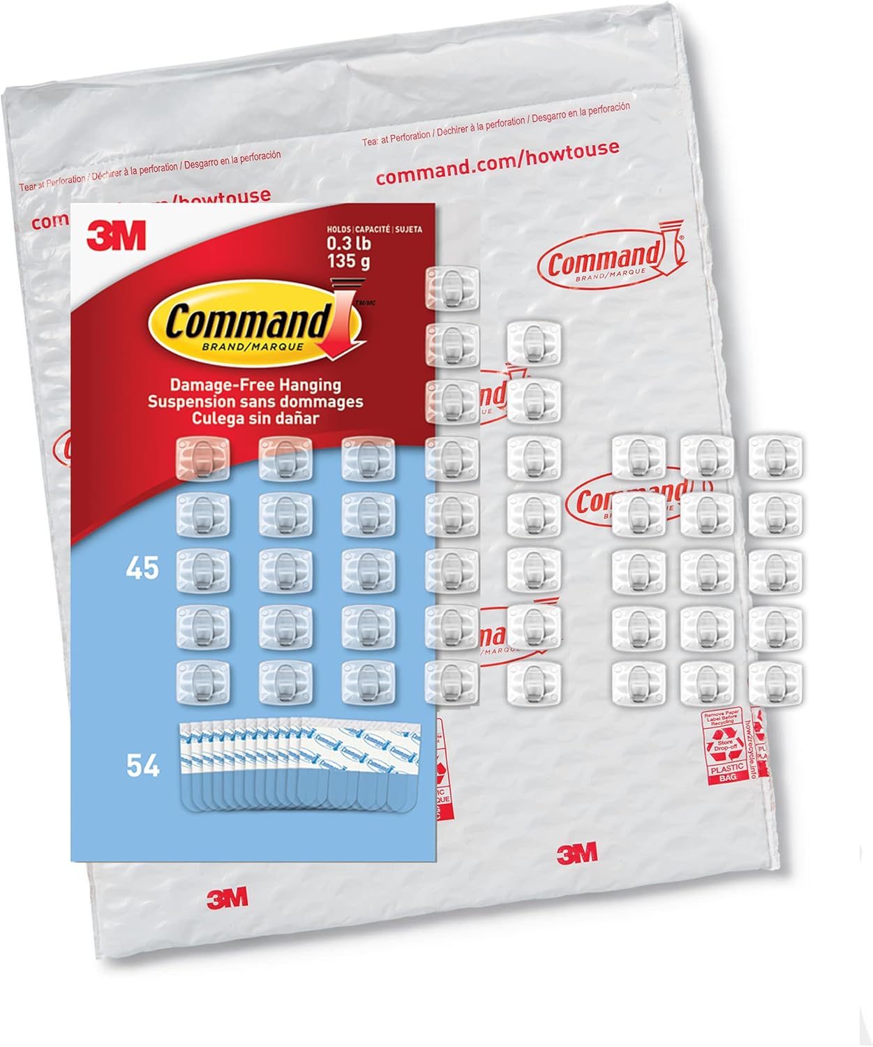 Command Clear Indoor Mini Light Clips Value Pack. 45 Clips. 54 Strips. Damage-Free String Light Hangers for Home. Room. Wall. Office. and Dorm Decor. Great for Cable Management. Holds up to 0.3 lb - Image 10