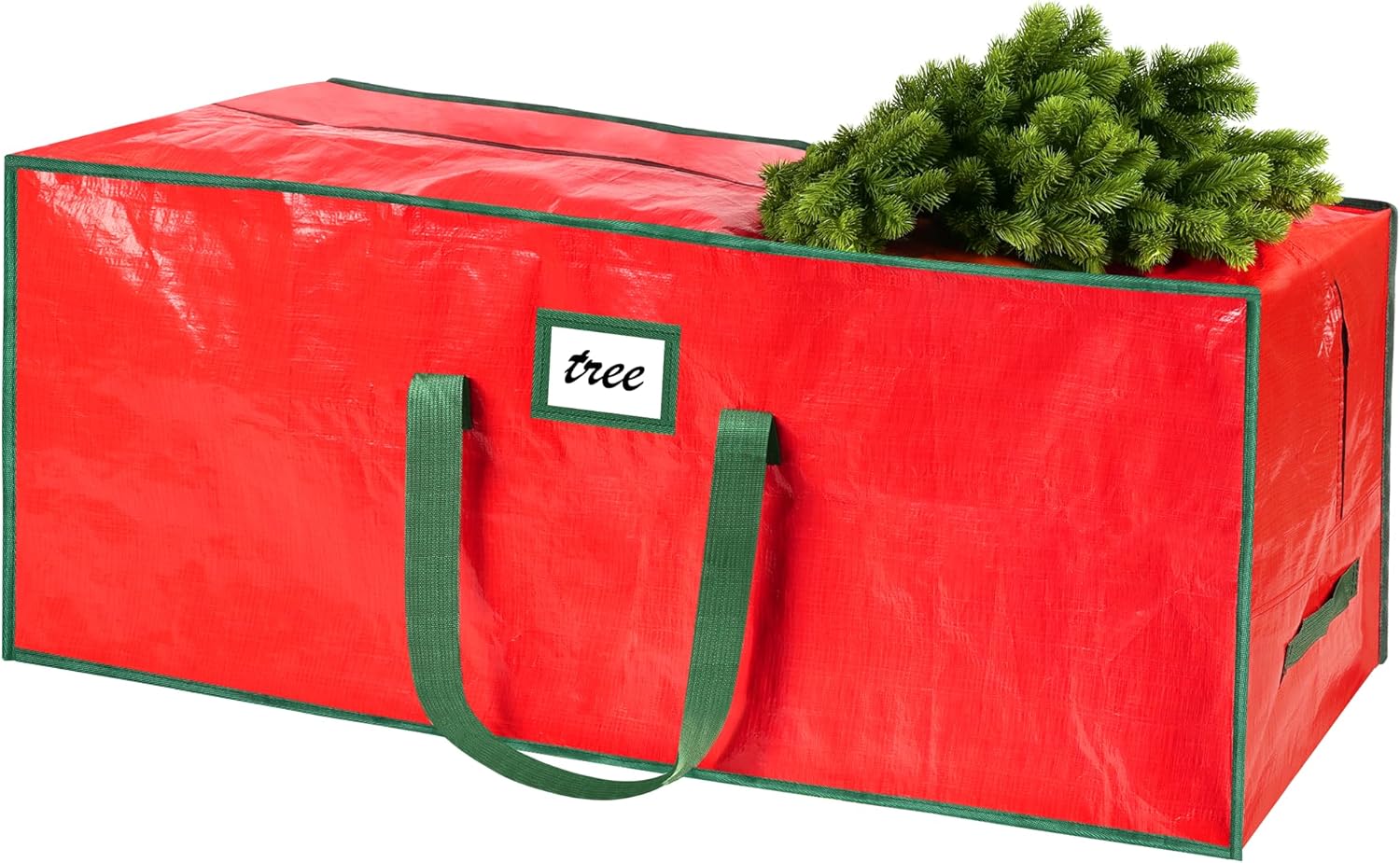 FUCDTEFC 7.5 Ft Christmas Tree Storage Bag. Large Heavy Duty Artificial Tree Bag with Reinforced Handles and Dual Zippers. Extra Large Waterproof Durable Storage Container for Xmas Trees (Red)